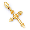 Small CZ Rope Cross Pendant in 14K Yellow Gold
