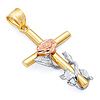 Medium Rose Cross Pendant in 14K Tricolor Gold