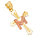 Small Fancy Textured Patonce Cross Pendant in 14K Two-Tone Gold thumb 0