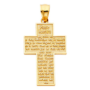 Medium Padre Nuestro Cross Pendant in 14K Yellow Gold