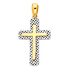 Petite Fancy Faceted Cross Pendant in 14K TwoTone Gold