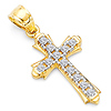 Petite CZ Pave Patonce Cross Pendant in 14K Two-Tone Gold