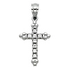 Petite Budded Pave CZ Cross Pendant in 14K White Gold