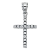 Petite Beveled Edge Slender CZ Cross Pendant in 14K White Gold