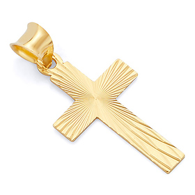 Small Diamond-Cut Stamp Latin Cross Pendant in 14K Yellow Gold