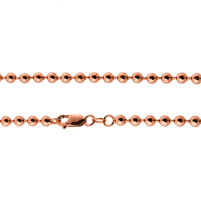 4mm Solid 14K Rose Gold Solid Men's Ball Bead Chain Necklace 20-30in