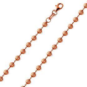 5mm 14K Rose Gold Men's Moon-Cut Ball Chain Necklace 20-30in
