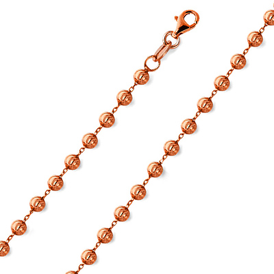 5mm Solid 14K Rose Gold Solid Men's Moon-Cut Ball Chain Necklace 20-30in