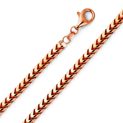4.3mm 14K Rose Gold Solid Men's Franco Chain Necklace 20-30in
