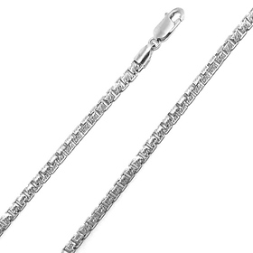 4mm 14K White Gold Men's Diamond-Cut Box Chain Necklace 20-30in