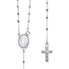 2.5mm Mirrorball Bead Our Lady of Guadalupe Rosary Necklace in 14K White Gold 20in