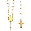 2.5mm Moon-Cut Bead Our Lady of Guadalupe Rosary Necklace in 14K TriGold 20in