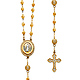 3mm Protestant Moon-Cut Bead CZ Rosary Necklace in Two-Tone 14K Yellow Gold 17'+1' thumb 0