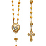 3mm Protestant Moon-Cut Bead CZ Rosary Necklace in Two-Tone 14K Yellow Gold 17'+1'