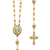 3mm Protestant Moon-Cut Bead CZ Rosary Necklace in Two-Tone 14K Yellow Gold 17'+1'