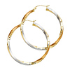 Medium 14K Tricolor Gold Twisted Hoop Earrings - 3mm x 1.5 inch