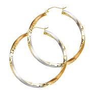 Medium 14K TriGold Twisted Hoop Earrings - 3mm x 1.5 inch