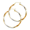 Medium14K Tricolor Gold Twisted Hoop Earrings - 3mm x 1.1 inch