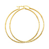 Large Slender Diamond-Cut Hoop Earrings - 14K Yellow Gold 3mm x 2.1 inch