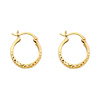 14K Yellow Gold Petite Diamond-Cut Thick Hoop Earrings - 3mm x 0.6 inch