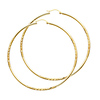 14K Yellow Gold Extra Large Hoop Earrings with Satin Diamond-Cut - 2mm x 2.5 inch