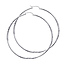 14K White Gold Extra Large Hoop Earrings with Satin Diamond-Cut - 2mm x 2.5 inch