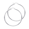 14K White Gold Medium Hoop Earrings with Satin Diamond-Cut - 2mm x 1.3 inch