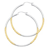 Satin Diamond-Cut & Polished Medium Hoop Earrings - 14K Two-Tone Gold 2mm x 1.5 inch