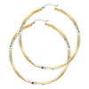 Large Twisted Satin Diamond-Cut Hinge Hoop Earrings - 14K Two-Tone Gold 2.6mm x 1.7 inch