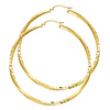 Large Twisted Satin Diamond-Cut Hinge Hoop Earrings - 14K Yellow Gold 2.6mm x 2.1 inch