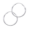 Diamond-Cut Satin Endless Small Hoop Earrings - 14K White Gold 1.5mm x 0.9 inch