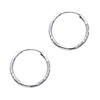 Diamond-Cut Satin Endless Small Hoop Earrings - 14K White Gold 1.5mm x 0.8 inch