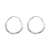 Diamond-Cut Satin Endless Petite Hoop Earrings - 14K White Gold 1.5mm x 0.6 inch