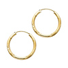 Diamond-Cut Satin Endless Small Hoop Earrings - 14K Yellow Gold 2mm x 0.8 inch