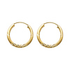 Diamond-Cut Satin Endless  Small Hoop Earrings - 14K Yellow Gold 2mm x 0.7 inch