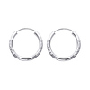 Diamond-Cut Satin Endless  Small Hoop Earrings - 14K White Gold 2mm x 0.7 inch