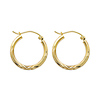 Diamond-Cut Satin Hinge Small Hoop Earrings - 14K Yellow Gold 2mm x 0.7 inch