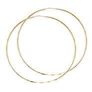 Faceted Endless Extra Large Hoop Earrings - 14K Yellow Gold 1.5mm x 2.5 inch