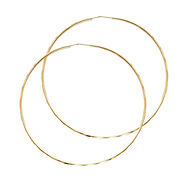 Faceted Endless Large Hoop Earrings - 14K Yellow Gold 1.5mm x 2.1 inch