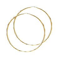 Faceted Endless Medium Hoop Earrings - 14K Yellow Gold 1.5mm x 1.3 inch