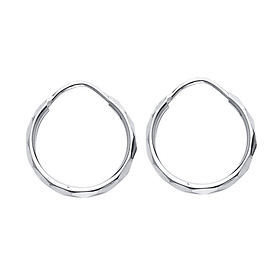 Faceted Endless Mini Hoop Earrings - 14K White Gold 1.5mm x 0.5 inch
