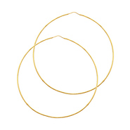 Extra Large Endless Beaded Diamond-Cut Hoop Earrings - 14K Yellow Gold 1mm x 2.7 inch