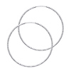 Medium Endless Beaded Diamond-Cut Hoop Earrings - 14K White Gold 1mm x 1.5 inch