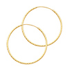 Medium Endless Beaded Diamond-Cut Hoop Earrings - 14K Yellow Gold 1mm x 1.1 inch