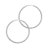 Medium Endless Beaded Diamond-Cut Hoop Earrings - 14K White Gold 1mm x 0.9 inch