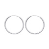 Small Endless Beaded Diamond-Cut Hoop Earrings - 14K White Gold 1mm x 0.7 inch