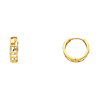 14K Yellow Gold Open Greek Key Design Huggie Hoop Earrings 4mm x 12mm