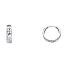 14K White Gold Open Greek Key Design Huggie Hoop Earrings 4mm x 12mm