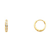 6 Stone 14K Yellow Gold CZ Huggie Hoop Earrings 2mm x 11mm