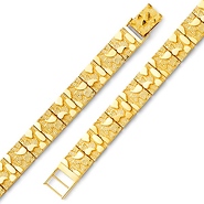 8mm Men's 14K Yellow Gold Flat Nugget Link Bracelet 7.5in